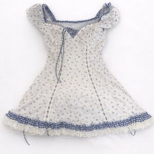 NWT Lacemade Floral Blue and White Dress